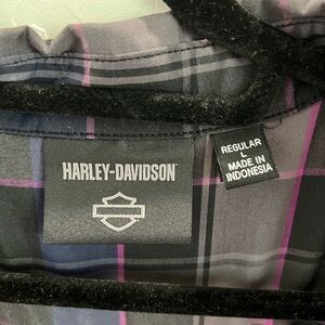 Harley-Davidson Black and Pink Plaid Shirt